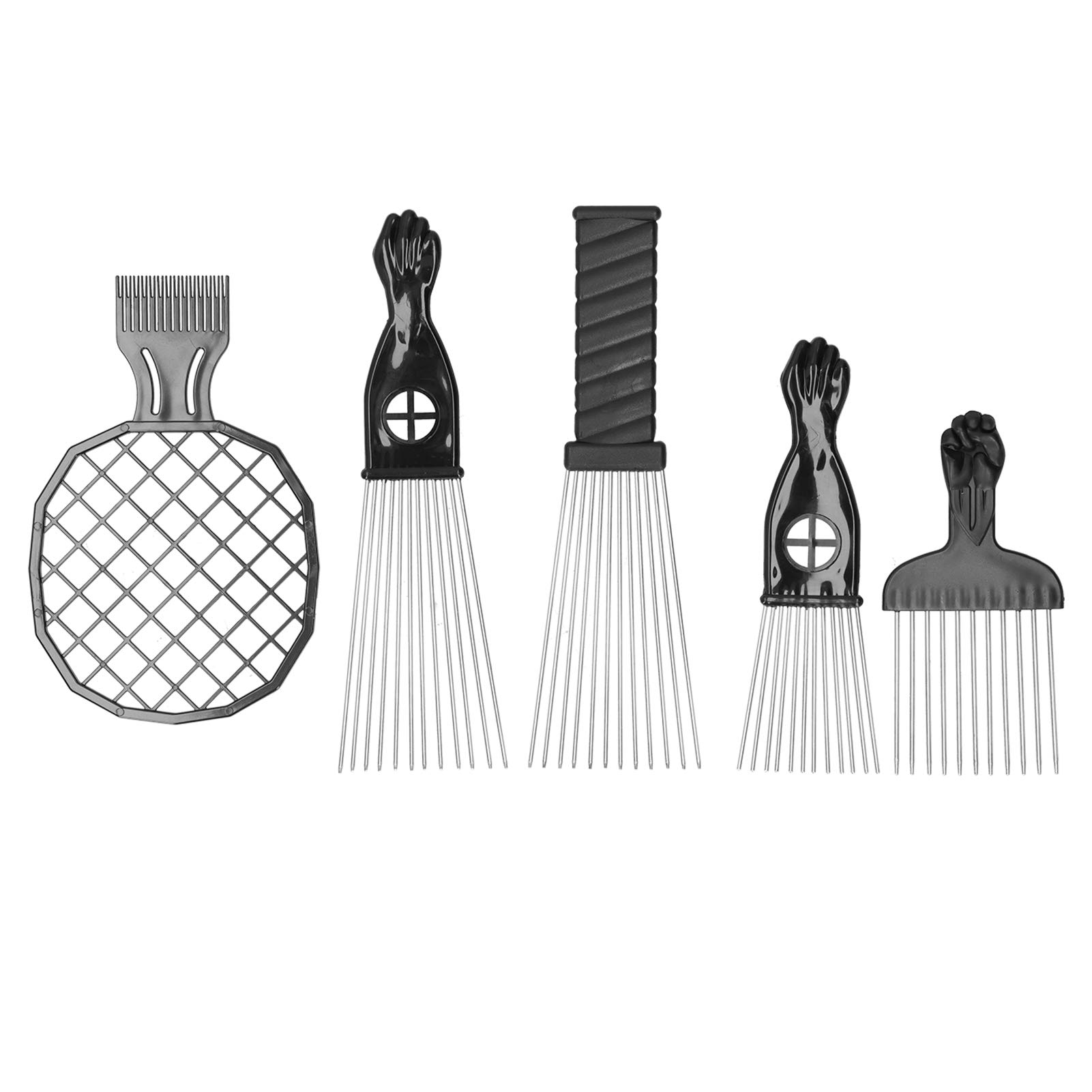 Afro Comb Hair Pack, 5pcs Stainless Steel Afro African Hair Pick Comb Twist Comb Set Hair Styling Tool