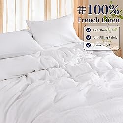 Shilucheng 100% Linen Queen Duvet Cover Set, Luxury