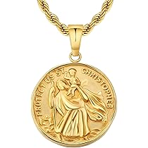 ネックレス・チョーカー BASSCLEF men chain necklace coin pendant KRKC&CO Coin Necklace Pendant, Gold Medallion Necklace Chain