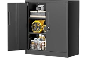 Greenvelly Metal Cabinet, 36" Locking Storage File Cabinet with Doors and Shelves for Office,Home,Gym,School,Kitchen(Black)