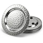 Stainless Steel Hammered Drink Coasters Set of 4 with Non Slip Base Table Protection for Hot and Cold Drinks