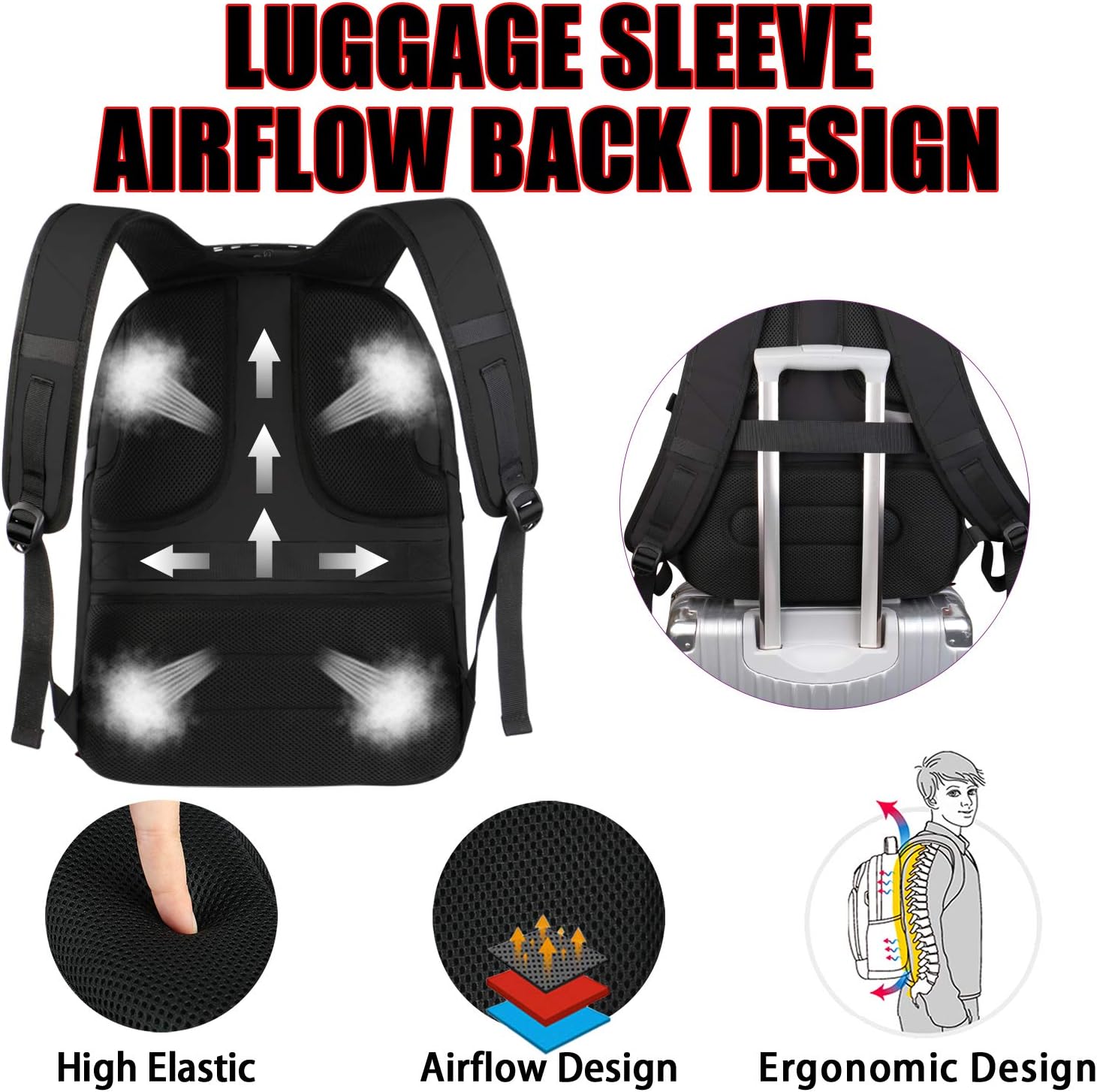 Backpacks for Men, Extra Large Travel Laptop Backpack Gifts for Women Men with USB Charging Port,TSA Friendly Business Computer Bag College High School Bookbags Fit 17 Inch Laptops 45L,Black: Electronics