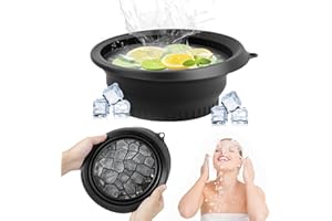Face Ice Bath Bowl Large Silicone Bowl for Face with Built in Ice Tray Collapsible Portable Relieves Puffiness Shrinks Pores 