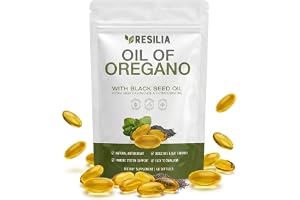 Resilia Softgels with Black Seed Oil 6000mg – Premium Grade Oregano Oil Capsules for Immune & Digestive Support – Non-GMO, Gluten-Free Softgels – Natural Herbal Wellness Supplement (60 Count)