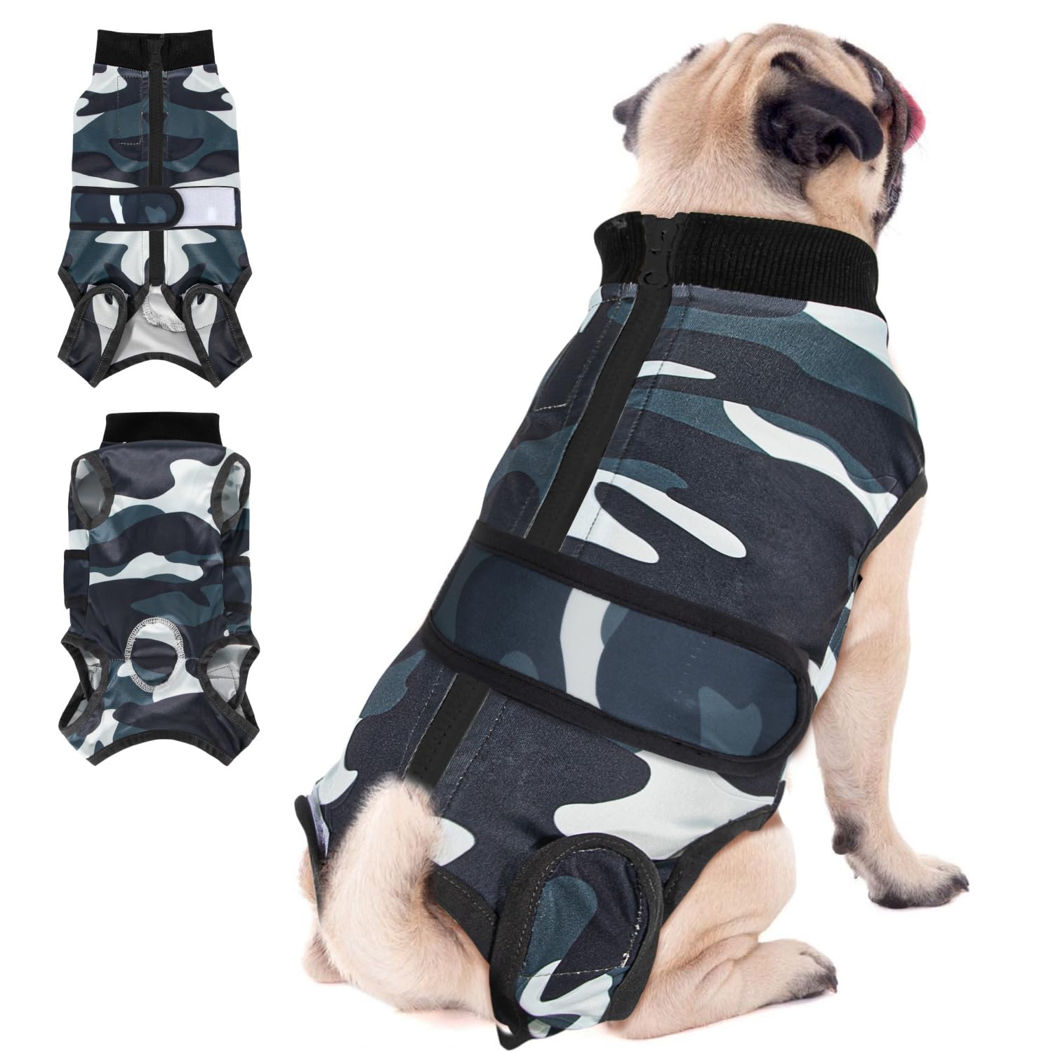 Eyein Dog Surgery Recovery Suit, Female Male Dog Surgical Bodysuit Abdominal Wounds Protector, Stop Licking Spay Shirt After Surgery Onesie with Zipper, Pet Cone E-Collar Alternative(2XL)