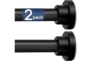 ENJOYBASICS 2 Pack Adjustable Spring Tension Curtain Rods 32 to 66 Inches, Stainless Steel Matte Black Shower Rod No Drilling for Window, Bathroom, Closet, Room Divider, 7/8" Diameter