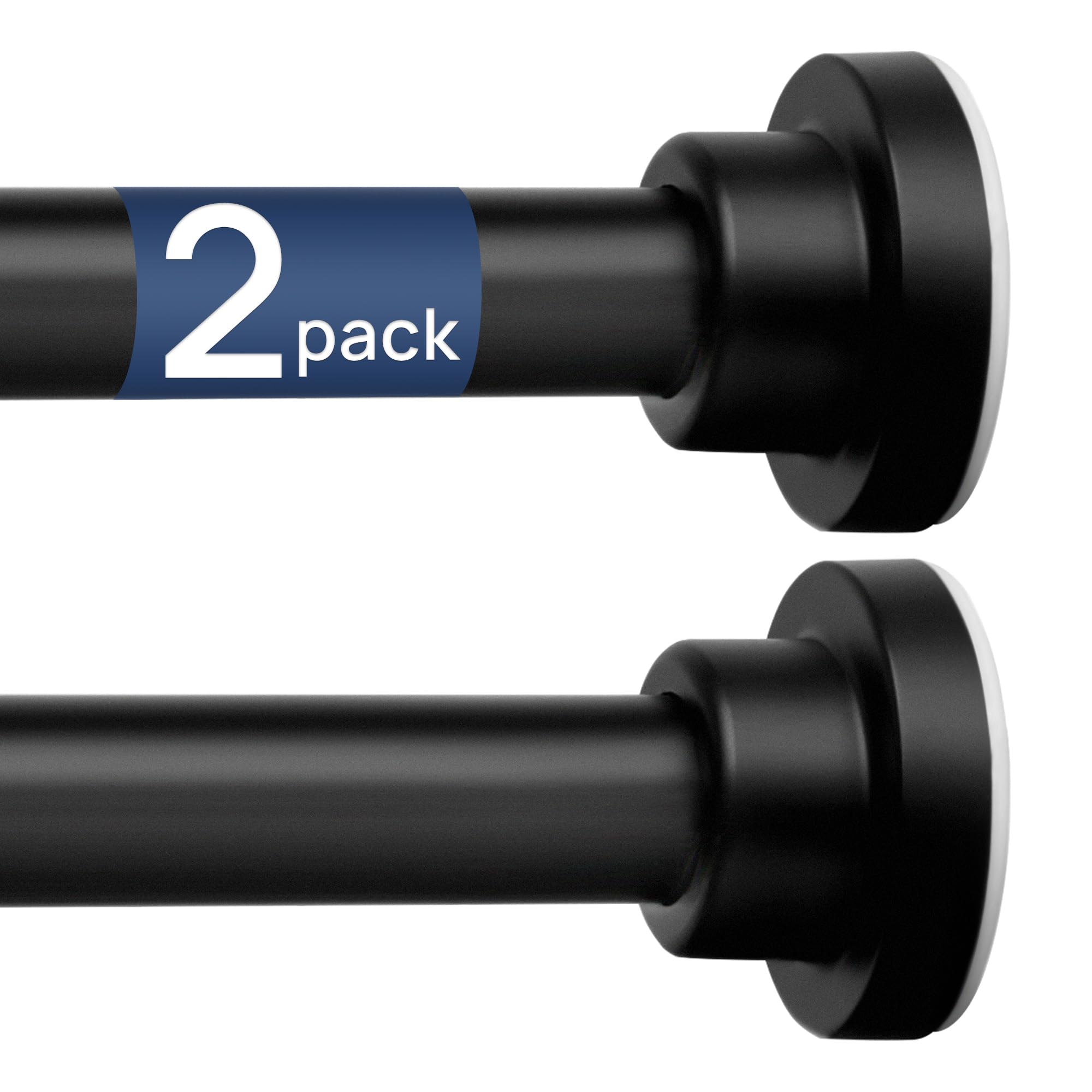 Photo 1 of ENJOYBASICS 2 Pack Adjustable Spring Tension Curtain Rods 32 to 66 Inches, Stainless Steel Matte Black Shower Rod No Drilling for Window, Bathroom, Closet, Room Divider, 7/8" Diameter