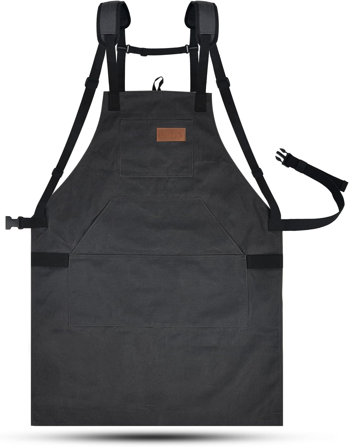 LURAD Tool Apron Waterproof with Waist Adjustments Padded Shoulder Strap Workshop Apron with Pockets for Men & Women - Black