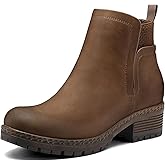 mysoft Women's Elastic Gore Lug Sole Chelsea Boots Slip On Platform Chunky Heel Ankle Booties