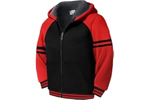 LLdress Boys Hoodie Kids Fleece Sherpa Lined Jacket Youth Zip Up Heavyweight Hooded Sweatshirt Teen Winter Warm Coat