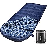 POEPORE Flannel Sleeping Bag Cotton 0 Degree Cold Weather for Adults XXL Sleeping Bag 4 Season Big and Tall with Compression Sack