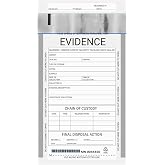 zmybcpack 200 pcs Plastic Evidence Bag, 6" x 9" Crime Scene Evidence Bag | Plastic Tamper-Evident Evidence Bags for Police, Lawyer, Detective &amp; Murder Mystery Party Decor