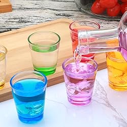 Encheng Colorful Shot Glasses Set of 6,Round 1.6oz