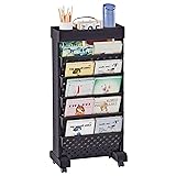 BYFU 6-Tier Movable Bookshelf Cart, Rolling File