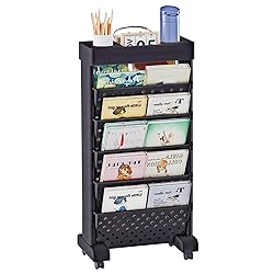 BYFU 6-Tier Movable Bookshelf Cart, Rolling File