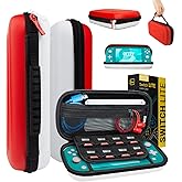 Orzly Carry Case for Nintendo Switch Lite - Portable Travel Carry Case with storage for Switch Lite Games & Accessories [Red & White]