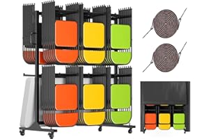 Albott Folding Chair Rack 24 Tables or 84 Chairs Storage 1100 LBS Capacity Heavy-Duty Folding Chair Cart with Wheels, 2 Elast