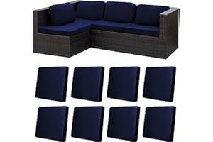 BIETYONE 8Pcs Stretch Patio Cushion Covers,Outdoor Couch Covers Replacement,Outdoor Couch & Sofa Slipcovers,for Patio Furniture Cushion Covers,Washable Reusable urniture Protector (Navy Blue,Cover Only)