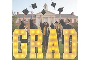 LANGXUN 3ft GRAD Letters Kit 2026 Numbers for Graduation Decorations, Large LED Marquee Light Up Letters, Class of 2025 Ornam