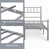 Yaheetech 4ft6 Double Bed Frame Metal Bed Slats Headboard Footboard Silver view 5