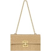 Rancco Straw Clutch Purses for Women, Woven Purse with Detachable Strap Hardware Buttom Closure for Beach Vacations, Parties, Romantic Dates, Rattan Purse for Shoulder Crossbody, 10.4x6.1x0.6inch