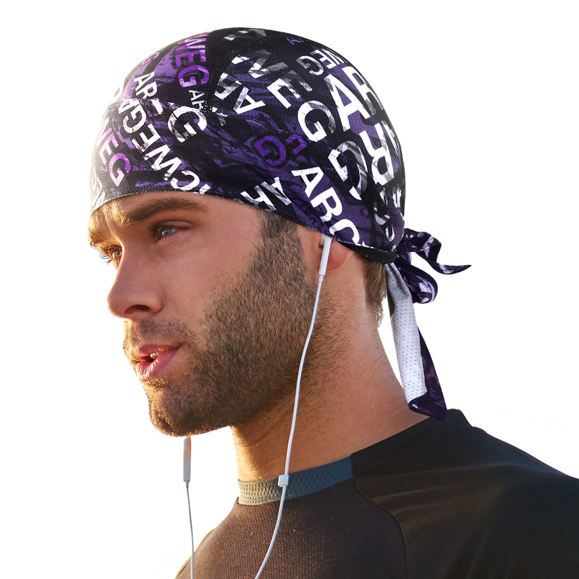 Arcweg Cycling Pirate Bandana Skull Cap Hat Sweat Wicking Beanie Sun UV Protection Quickly Dry Under Helmet Cycling Headscarf Headwrap for Men & Women Outdoor Sports Purple
