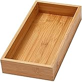 YBM Home Bamboo Drawer Organizer Storage Box for Kitchen Drawer, Junk Drawer, Office, Bedroom, Children Room, Craft, Sewing, and Bathroom, 6x12x2 inch