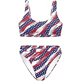 ELEQIN Women Printed Two Pieces High Waisted Cheeky Bikini Sets Low Scoop Crop Swimsuit