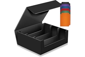 SUPERAIMI 1800+ Trading Card Storage Box, Magnetic Closure Toploaders Storage Box Hold 600+ 35PT 3"x4" Standard Toploaders, PU Leather Card Deck Boxes Fit for MTG,Marvel,Sport Cards,Game Cards, Business Cards