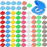 Tanlade 80 Pcs Dental Retainer Case with Vent Holes Mouth Guard Case | 3.4 x 2.8 x 1.1in, Assorted Retainer Holder, False Teeth Container, for Aligners, Travel, Night Guards, 10 Colors