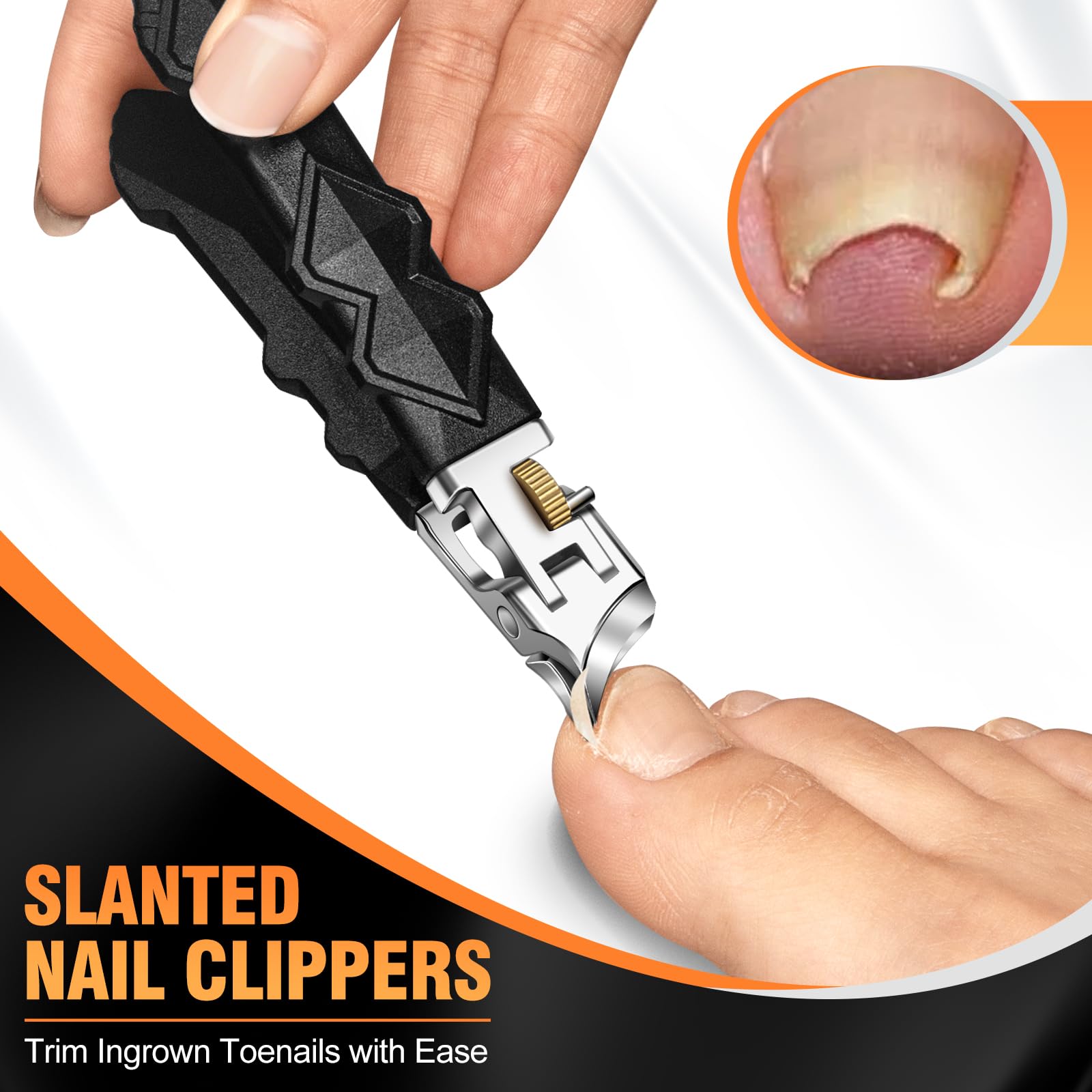 Nagelknipser für dicke Nägel Nagelschneider, Ultra Wide Jaw Opening Nagelknipser für Fingernagel und Fußnägel, Scharf Nagelknipser für Eingewachsene Zehennägel mit langem Griff, 4 Pcs 3