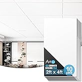 Art3d 10-Pack Smooth Drop Ceiling Tiles, No Sag and Breakage, White | 2 x 4 ft, PVC, Waterproof, Fire-Rated, Reusable, Compatible with Grid System, Perfect for Living Room