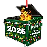 GMEMNOV Funny Dumpster Fire Christmas Ornaments - Its Fine Everything's Fines Ornaments for Christmas Tree Decoration, for Women Men, Coworkers Friends 2025 Office White Elephant Gift