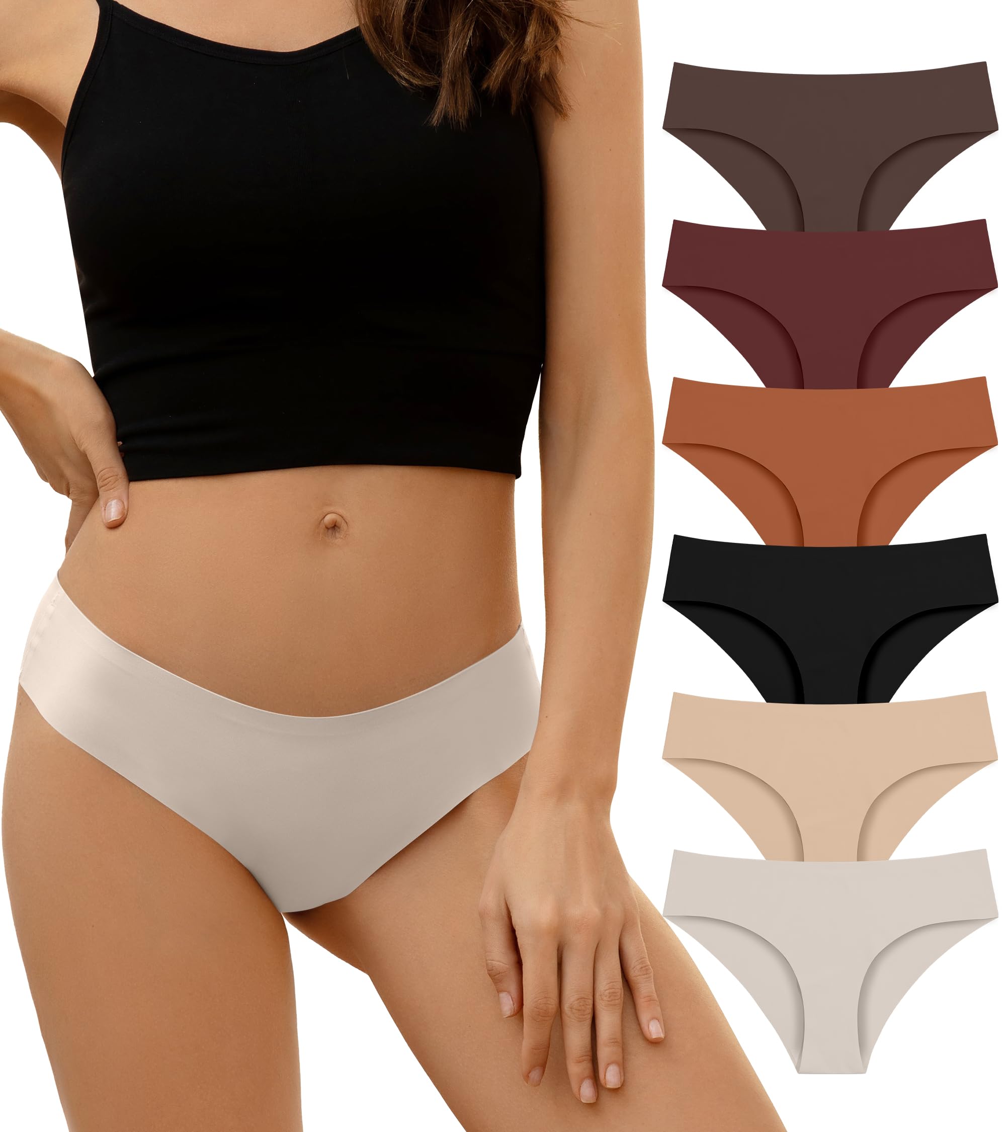 Photo 1 of (USED/FAIR) (BAGGED) DEANGELMON Seamless Underwear for Women No Show Bikini Panties Comfortable Stretch Invisible Ladies Hipster Briefs 6 Pack Small