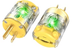 NEMA 5-15 Extension Cord Repair Ends Illuminated Electrical Male Plugs Cord Caps Replacement 15A 120V 3 Prong Straight Blade 