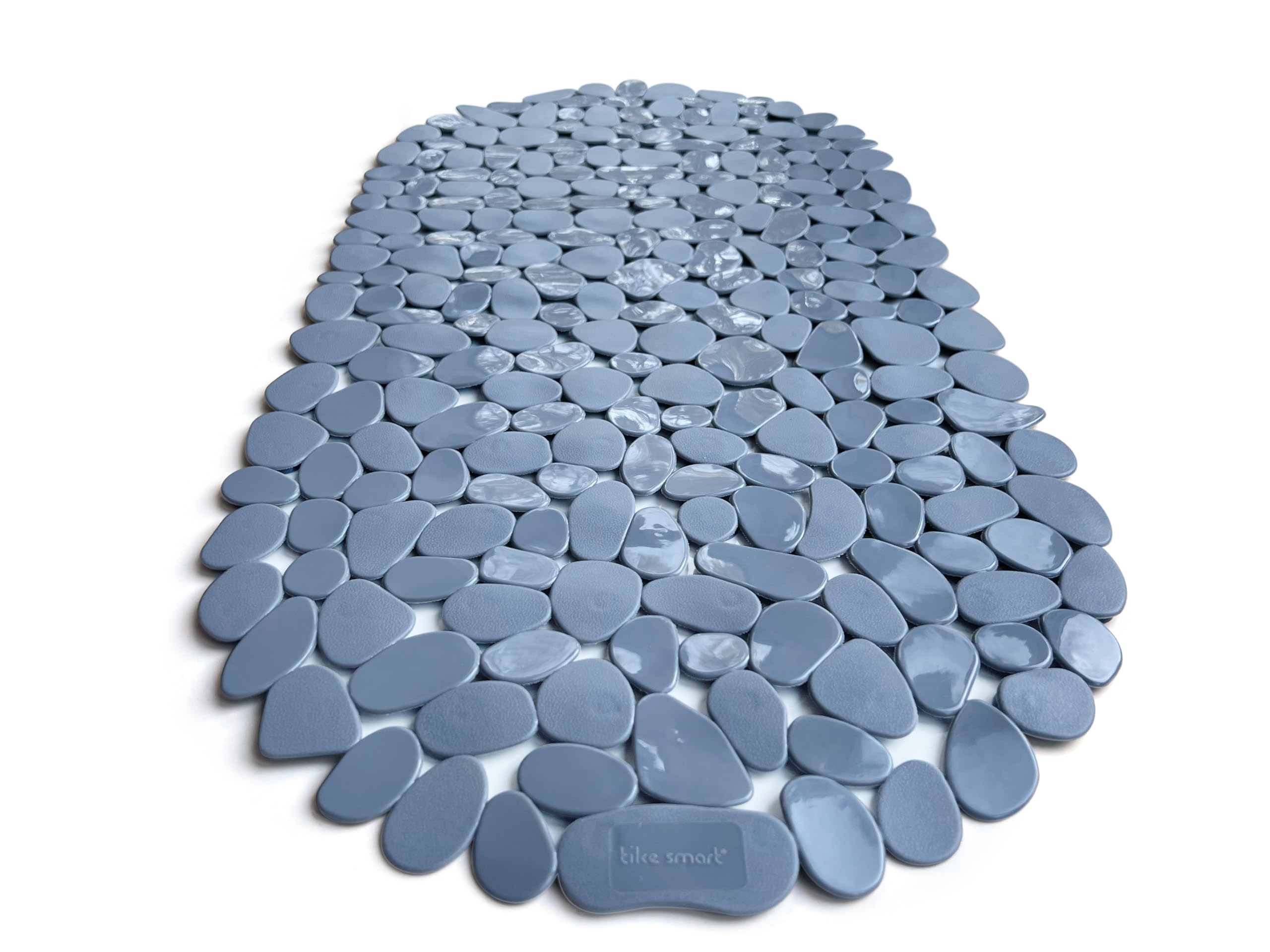 Photo 1 of “Pebbles” Non-Slip Bathtub & Shower Mat 27”x14” Oval - Non-Toxic - Safe, Clean, Machine-Washable, Superior Grip & Drainage, Vinyl, for Smooth Floors ONLY, Opaque Gray
