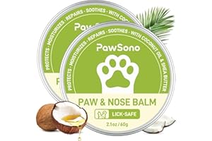 PAWSONO (2.1 oz*2) Lick-Safe Dog Paw & Nose Balm with Coconut Oil | Winter Road Salt & Cold Pavement Protector | All-Natural Moisturizer & Soother for Dry, Cracked Pads & Snout, Nose Butter for Bulldogs