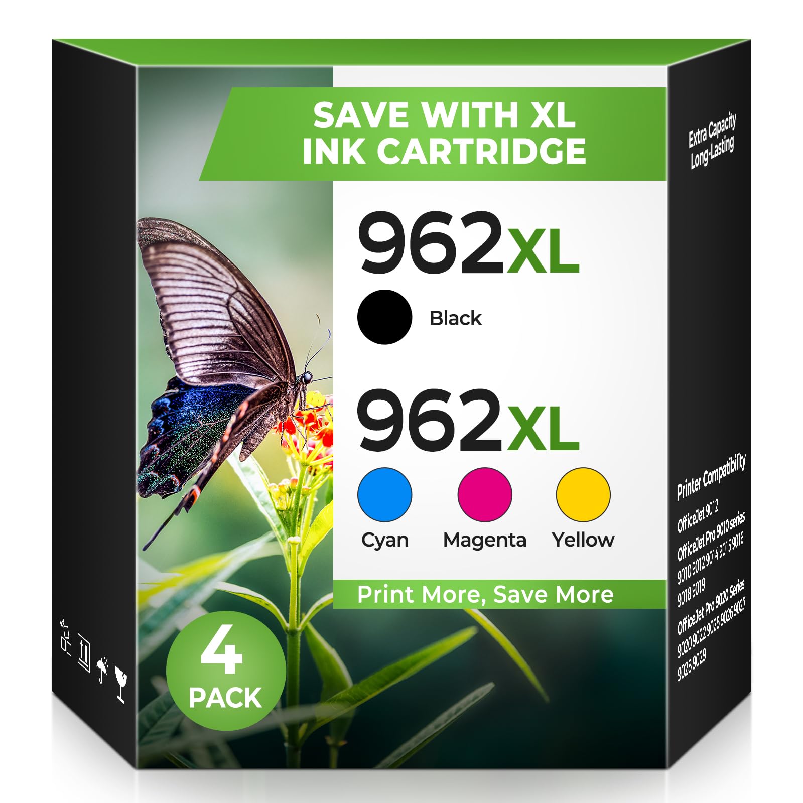 Photo 1 of 962XL Ink Cartridges for OfficeJet Pro 9010 9020 9015 9018 9025 Compatible for HP 962XL Ink Cartridges Combo Pack 962 Ink Replacement for Office Jet Pro 9015 9010 9020 9018 9025 9012 Printer (4-Pack)