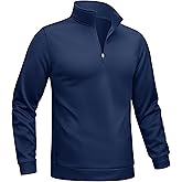TACVASEN Men's Quarter Zip Pullover Sweatshirts Lightweight Fleece Lined Thermal Sweatshirts 1/4 Zip Golf Sweaters