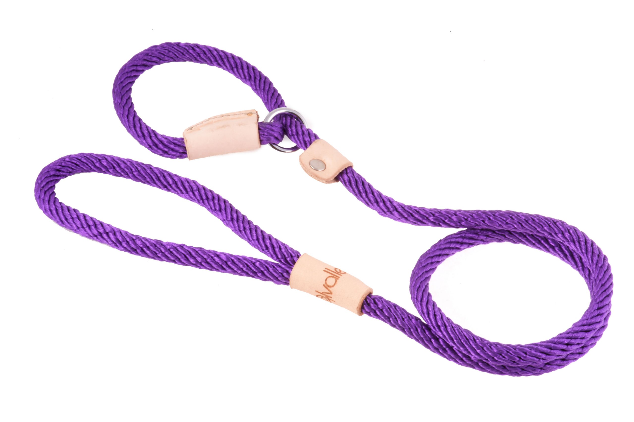 Alvalley Purple Sport Slip Lead with Leather Stop for Dogs Made of Strong Multifilament Polypropylene Rope (8mm X 123cm or 5/16 in X 4ft)