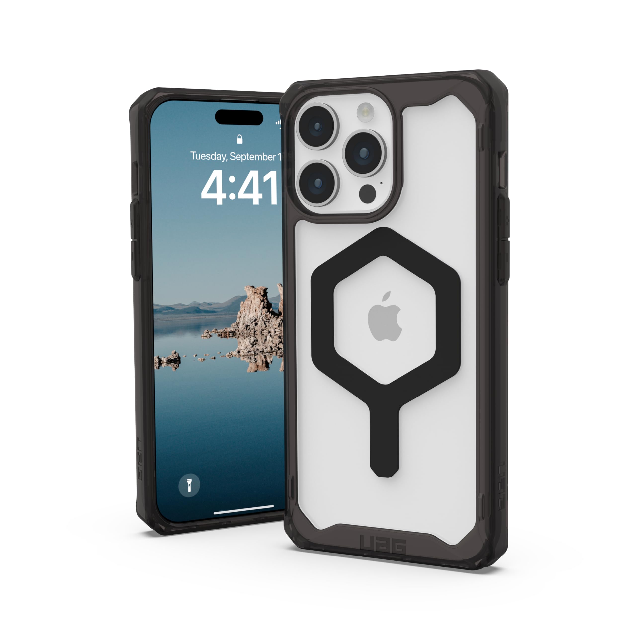 URBAN ARMOR GEAR UAG [Updated Ver] Compatible with iPhone 15 Pro Max Case 6.7" Plyo Black/Black Built-in Magnet Compatible with MagSafe Charging Rugged Anti-Yellowing Transparent Protective Cover — image 1