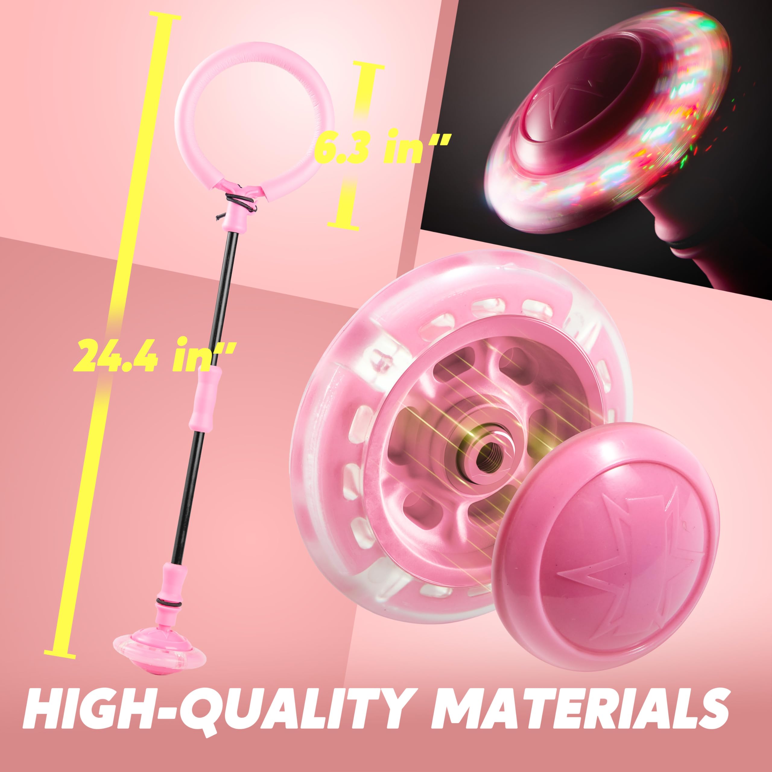 JOYIN Pink Ankle Skip Ball with Flashing Lights, Toy for Kids Indoor & Outdoor, Flashing Swing Ball Foldable Sports Toy, Birthday Gifts for Kids 3 4 5 +