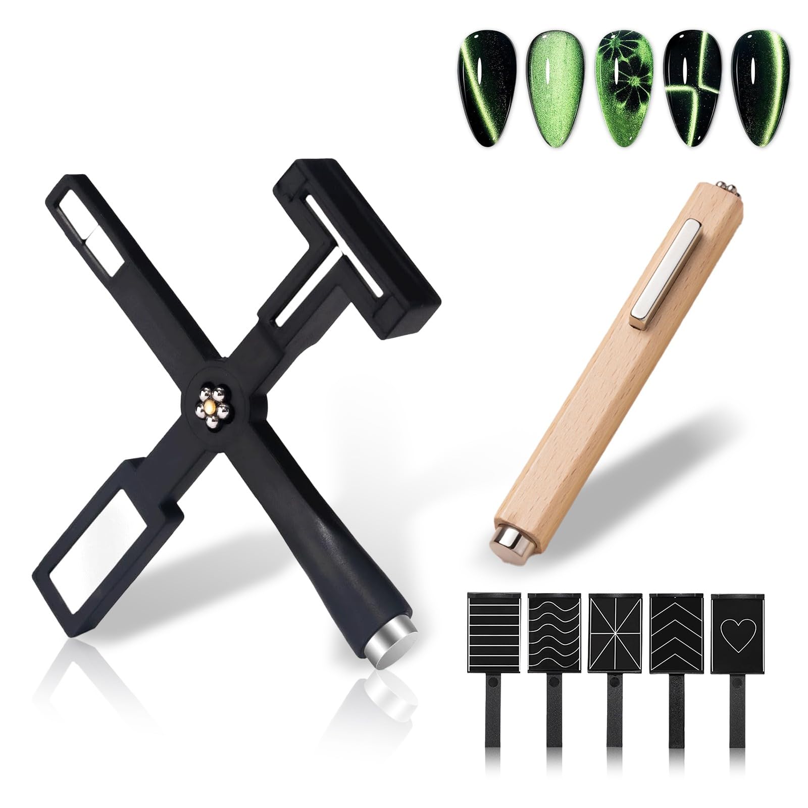 Photo 1 of 7Pcs 3D Cat Eye Gel Nail Polish Magnet Tools for Cat Eye Gel Nail Polish,5 in 1 Nail Magnet Nail Magnet Pen Stripe Nail Magnet Wands for Nail Art DIY Home Salon Manicure(Black)