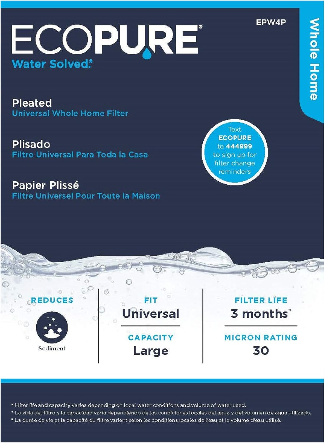 EcoPure EPW4F Premium FACT Universal Innovative Product-Better Filtration and Longer Life Versus Most Whole Home Water Filters, Black/White: Home Improvement