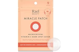 Rael Pimple Patches, Miracle Microcrystal Vitamin C Dark Spot Cover - Hydrocolloid Patch with Glutathione and Niacinamide, Korean Skin Care (9 Count)