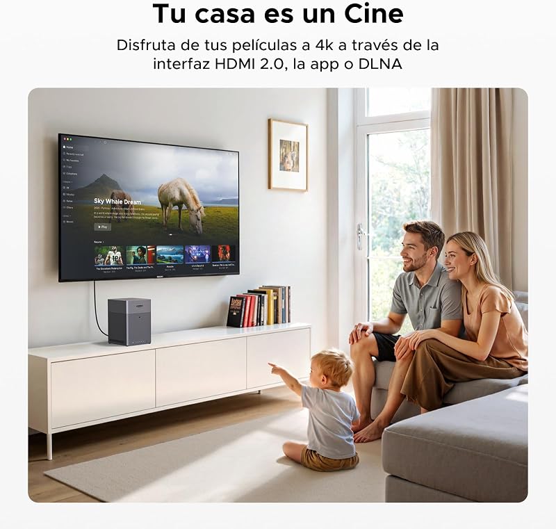 NASync DH4300 Plus Desktop NAS 4 Bays, porta LAN de 2,5 GB, 8 GB de RAM, ligação NFC One-Touch, Family Album/Baby AI, nube pessoal em casa/escritório (sem discos)