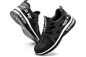 Kezhiho Steel Toe Shoes for Women Air Cushion Lightweight Work Shoes Comfortable Breathable Puncture Proof Slip Resistant Sneakers Indestructible Construction Industrial Safety Shoes