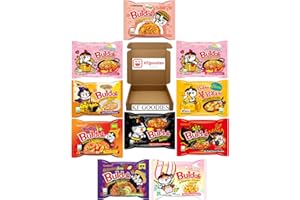 KF GOODIES Samyang Buldak Hot Spicy Chicken Ramen Noodle Korean Stir-Fried Ramen (10 Pack, 2X Spicy, Carbonara (2), Cheese, Cream Carbonara, Habanero Lime, Original, Quattro Cheese, Rose, Tom Yum)