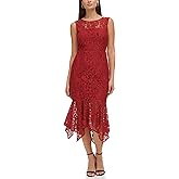 Kensie Womens Sleeveless Lace Mermaid Midi Dress