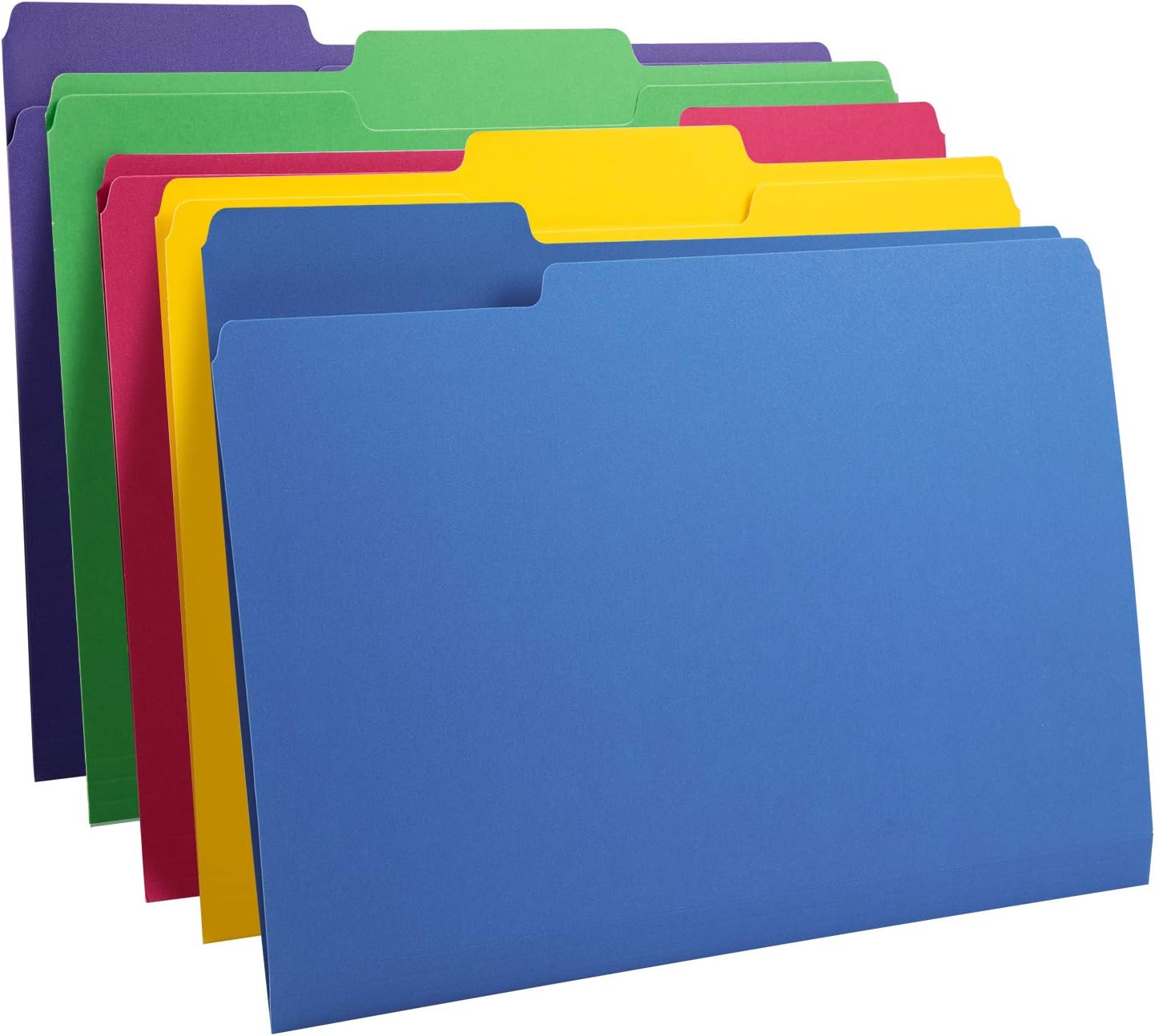 Basics 3 Tab Heavyweight Manila File Folders, Letter Size, Assorted Colors, 50/Box : Office Products